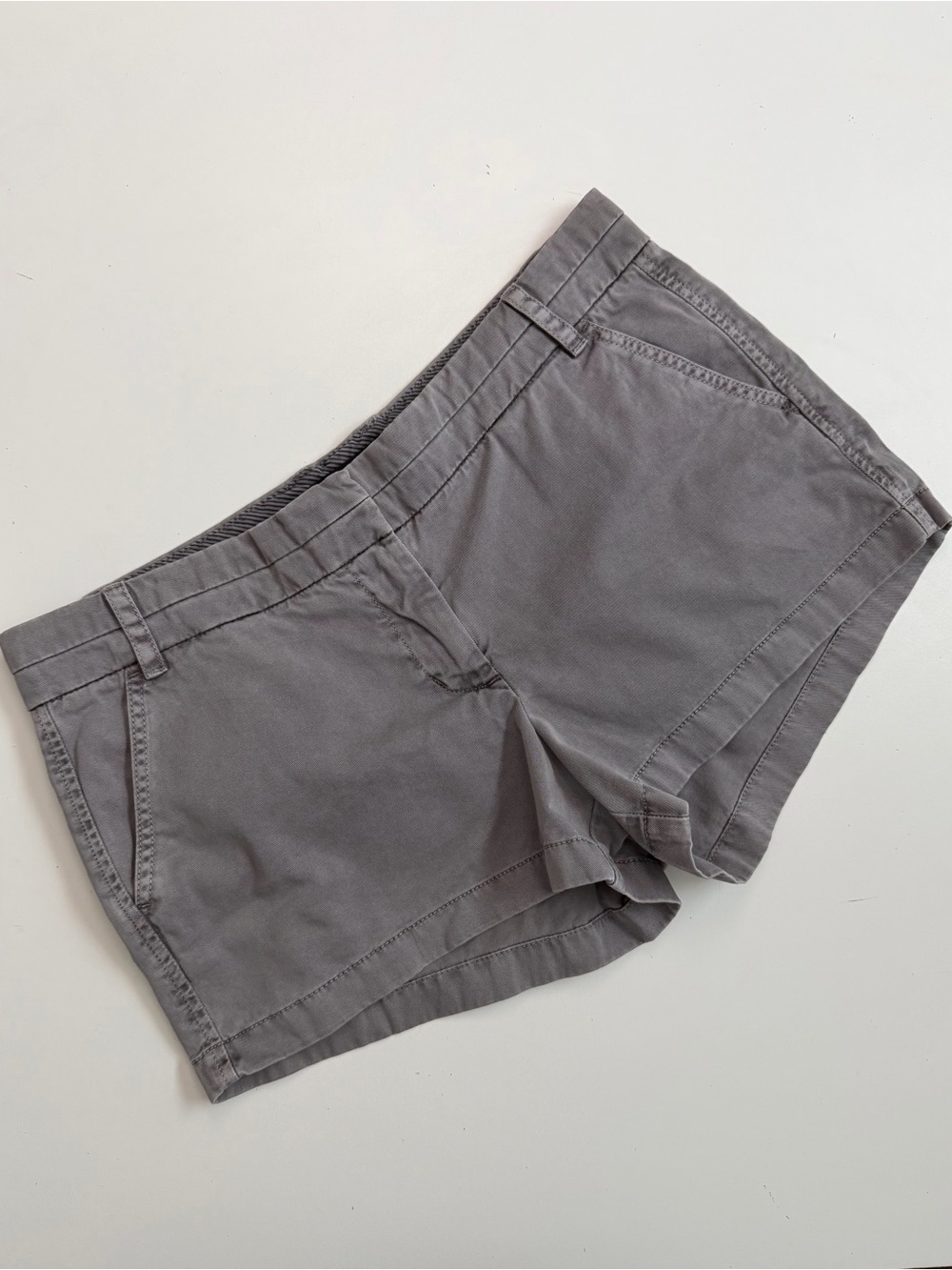 J Crew Shorts Chino Dock Mid Rise Pockets Cotton Washed Grey Faded Preppy 12